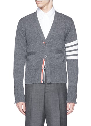 Main View - Click To Enlarge - THOM BROWNE  - Intarsia stripe cashmere V-neck cardigan