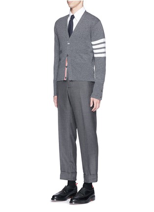 Figure View - Click To Enlarge - THOM BROWNE  - Intarsia stripe cashmere V-neck cardigan