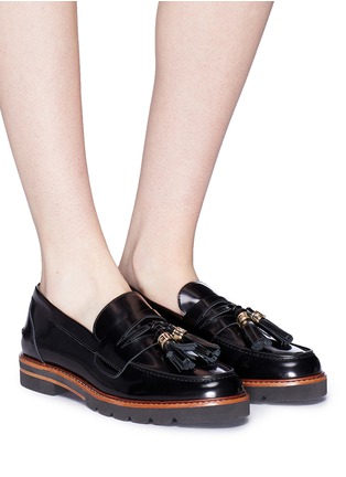 Figure View - Click To Enlarge - STUART WEITZMAN - 'Manila' tassel leather loafers