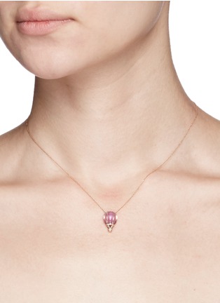 Detail View - Click To Enlarge - BAO BAO WAN - Balloon pendant diamond pavé amethyst 18k rose gold necklace