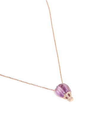 Figure View - Click To Enlarge - BAO BAO WAN - Balloon pendant diamond pavé amethyst 18k rose gold necklace