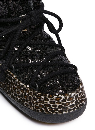 Detail View - Click To Enlarge - INUIKII - Leopard sequin sheepskin shearling boots