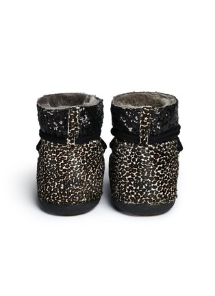 Back View - Click To Enlarge - INUIKII - Leopard sequin sheepskin shearling boots