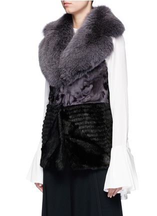 Front View - Click To Enlarge - FUREVER - Colourblock mink and fox fur gilet