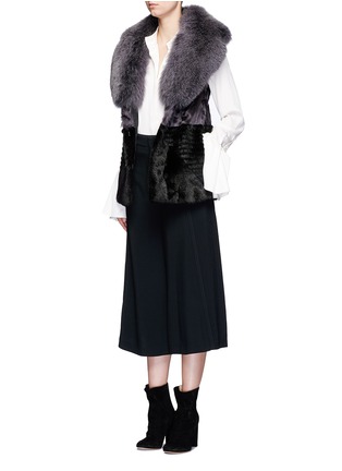 Figure View - Click To Enlarge - FUREVER - Colourblock mink and fox fur gilet