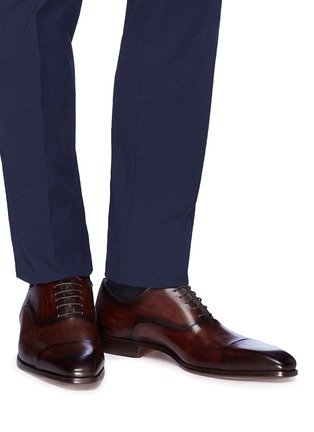 Figure View - Click To Enlarge - MAGNANNI - Toe cap six eyelet leather Oxfords