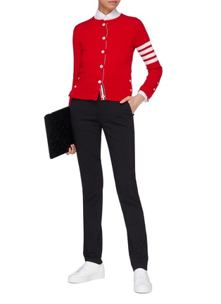 Figure View - Click To Enlarge - THOM BROWNE  - Stripe sleeve cashmere cardigan