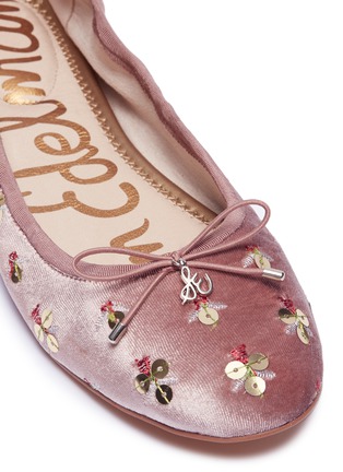 Detail View - Click To Enlarge - SAM EDELMAN - 'Felicia' sequinned velvet ballet flats