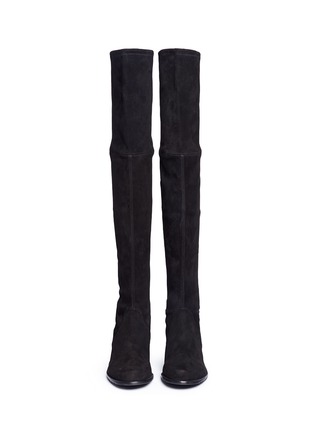 Front View - Click To Enlarge - STUART WEITZMAN - 'Midland' stretch suede thigh high boots