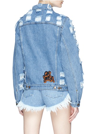 Back View - Click To Enlarge - FORTE COUTURE - Beaded patch distressed denim jacket