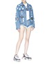 Figure View - Click To Enlarge - FORTE COUTURE - Beaded patch distressed denim jacket