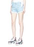 Front View - Click To Enlarge - FORTE COUTURE - 'Ben' lace-up bow distressed denim shorts