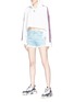 Figure View - Click To Enlarge - FORTE COUTURE - 'Ben' lace-up bow distressed denim shorts