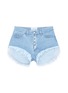 Main View - Click To Enlarge - FORTE COUTURE - Faux pearl button frayed cuff denim shorts
