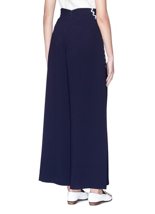Back View - Click To Enlarge - COMME MOI - Wavy stripe outseam slit cuff wide leg pants