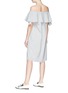 Figure View - Click To Enlarge - COMME MOI - Ruffle off-shoulder wool blend dress