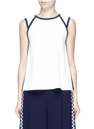 Main View - Click To Enlarge - COMME MOI - Tie keyhole back contrast seam crepe sleeveless top