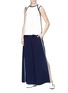Figure View - Click To Enlarge - COMME MOI - Tie keyhole back contrast seam crepe sleeveless top