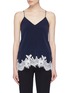 Main View - Click To Enlarge - COMME MOI - Drawstring waist lace trim camisole top