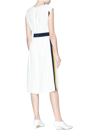 Figure View - Click To Enlarge - COMME MOI - Contrast stripe crepe belted sleeveless dress