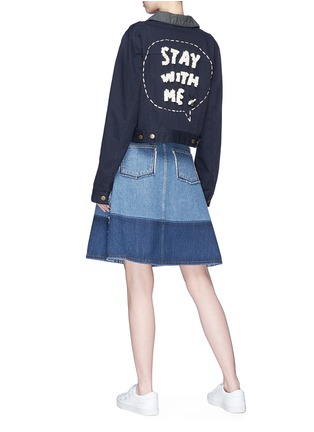 Figure View - Click To Enlarge - 73115 - 'Stay With Me' slogan appliqué canvas cropped jacket