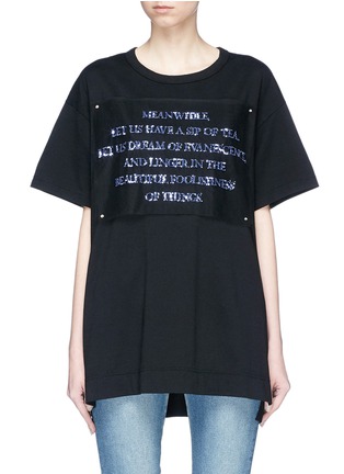 Main View - Click To Enlarge - 73115 - Sequin slogan patch T-shirt