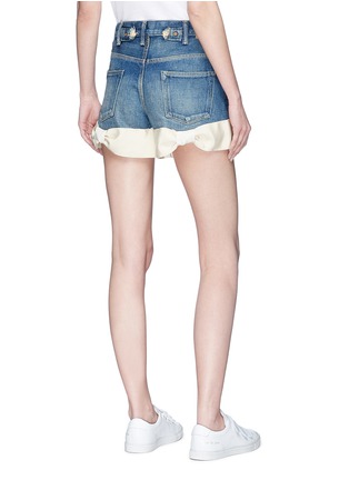 Back View - Click To Enlarge - 73115 - Bow cuff denim shorts