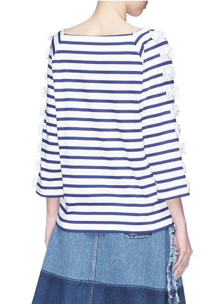 Back View - Click To Enlarge - 73115 - Bow sleeve stripe long sleeve T-shirt