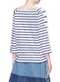 Back View - Click To Enlarge - 73115 - Bow sleeve stripe long sleeve T-shirt