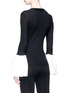 Back View - Click To Enlarge - CRUSH COLLECTION - Contrast bell cuff silk rib knit top
