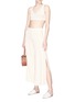 Figure View - Click To Enlarge - CRUSH COLLECTION - Side split scalloped silk-cotton knit culottes