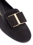 Detail View - Click To Enlarge - SALVATORE FERRAGAMO - 'Sarno' metallic flower heel suede moccasins