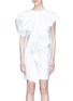 Main View - Click To Enlarge - XIAO LI - Asymmetric sleeve ruffle drape poplin dress