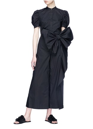 Figure View - Click To Enlarge - XIAO LI - Bow drape poplin culottes