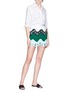 Figure View - Click To Enlarge - EMILIO PUCCI - Colourblock perforated scalloped skirt