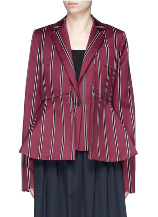 Main View - Click To Enlarge - ROKH - Stripe layered wool-cotton blazer