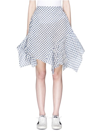 Main View - Click To Enlarge - DAWEI - Asymmetric gingham check skirt