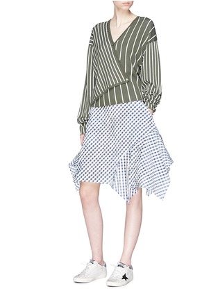Figure View - Click To Enlarge - DAWEI - Asymmetric gingham check skirt