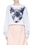 Main View - Click To Enlarge - DAWEI - Cat intarsia cropped sweater