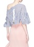 Back View - Click To Enlarge - DAWEI - Gingham check ruffle one-shoulder top