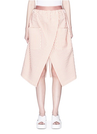 Main View - Click To Enlarge - DAWEI - Stripe mock wrap skirt