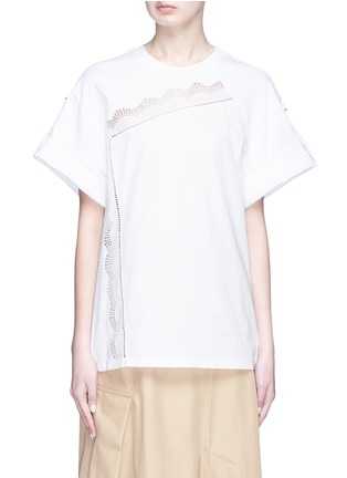 Main View - Click To Enlarge - 3.1 PHILLIP LIM - Harness sleeve broderie anglaise trim T-shirt