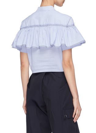 Back View - Click To Enlarge - 3.1 PHILLIP LIM - Ruffle knot front sleeve stripe shirt