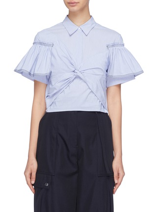 Main View - Click To Enlarge - 3.1 PHILLIP LIM - Ruffle knot front sleeve stripe shirt