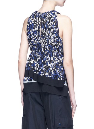 Back View - Click To Enlarge - 3.1 PHILLIP LIM - Brushstroke print asymmetric tiered silk crepe top