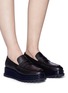 Figure View - Click To Enlarge - PEDDER RED - 'Tyler' colourblock wedge platform leather loafers