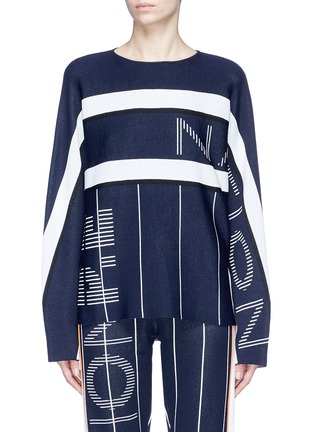 Main View - Click To Enlarge - P.E NATION - 'Reserve' logo print stripe oversized sweater