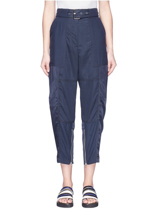 Main View - Click To Enlarge - 3.1 PHILLIP LIM - Belted satin panel zip cuff cropped cargo pants