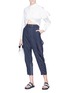 Figure View - Click To Enlarge - 3.1 PHILLIP LIM - Belted satin panel zip cuff cropped cargo pants