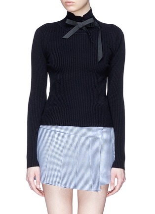 Main View - Click To Enlarge - SHUSHU/TONG - Buckled pussybow turtleneck sweater